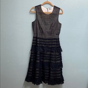 New Anthropologie Odille Black Ruffled Dress